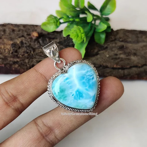Larimar heart pendant 925 - heart,