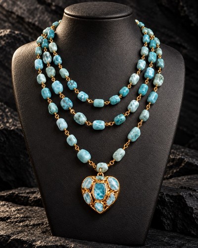 Natural larimar necklace - larimar,